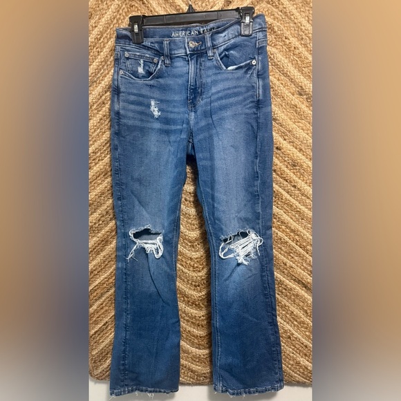 American Eagle Medium Wash 90's Bootcut Denim Jeans,Ripped,Women's Size 4 Short - Picture 1 of 10
